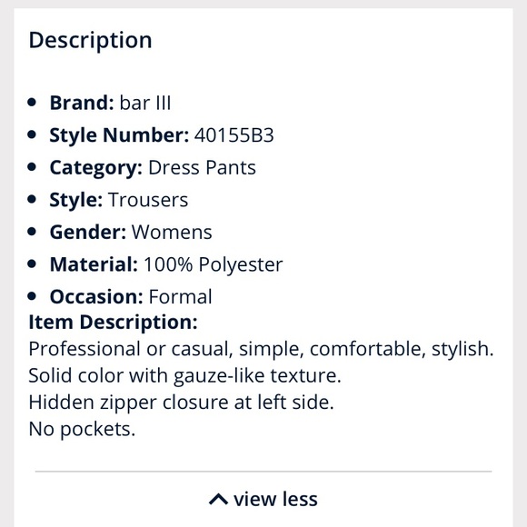 NWT Bar III Wide Leg Black Dress Pants Size S - Picture 8 of 8